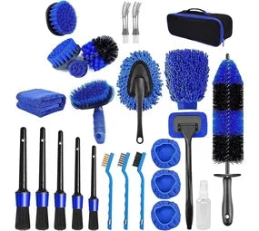 Premium 26-Piece Car Cleaning Kit – Interior, Exterior & Wheel Brushes with Storage Bag